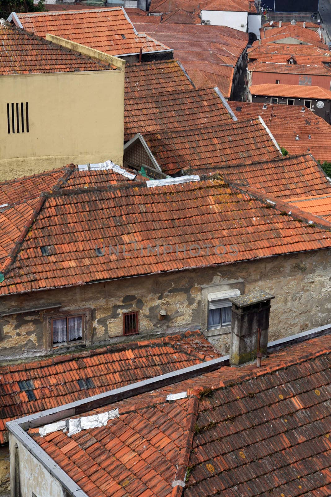 View of the typical rooftops of portuguese houses.