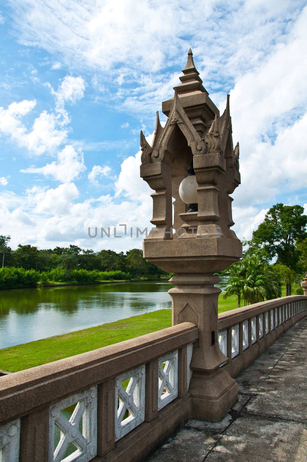 lamp bridge in garden thailand