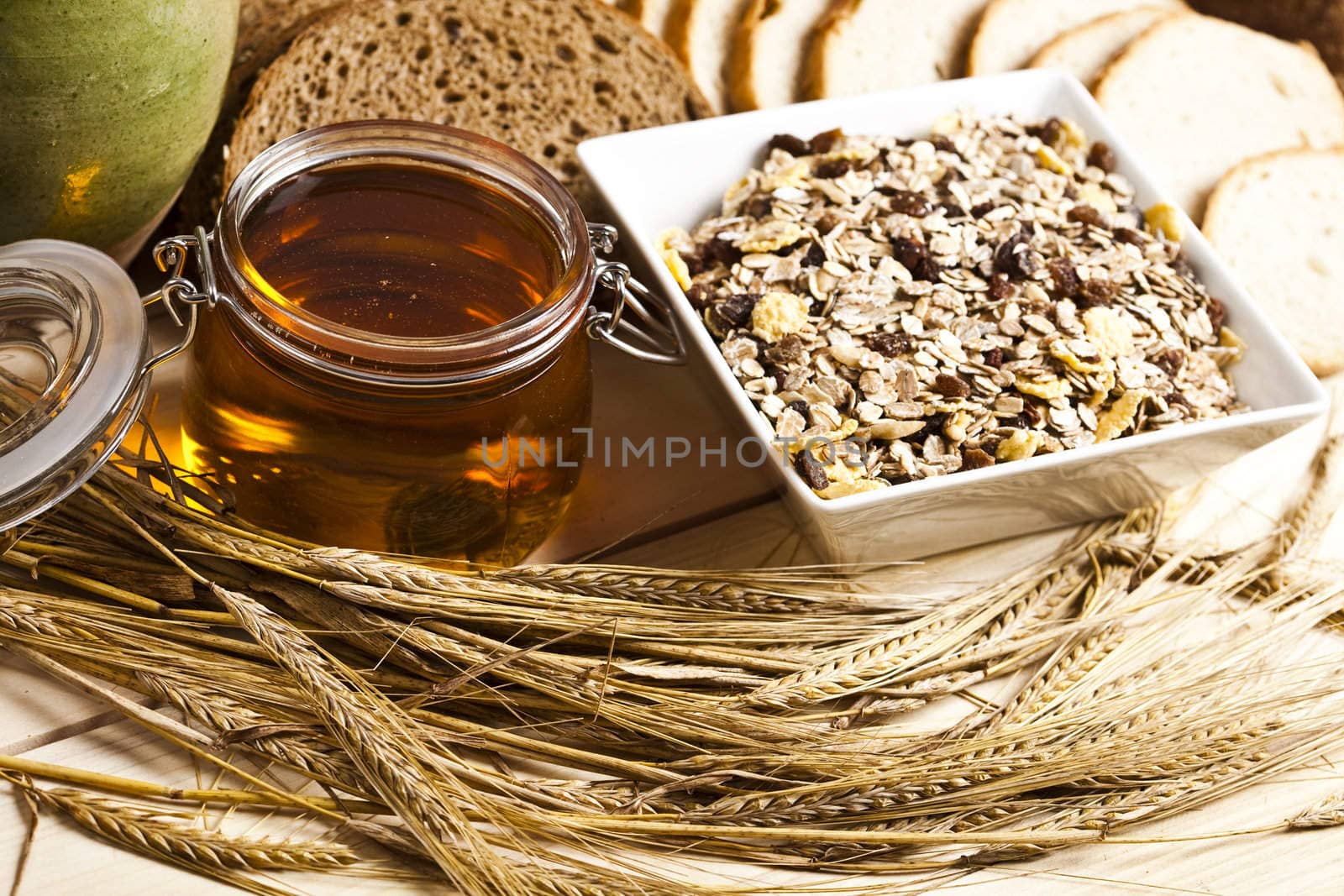 Still-life assortment of baked bread.