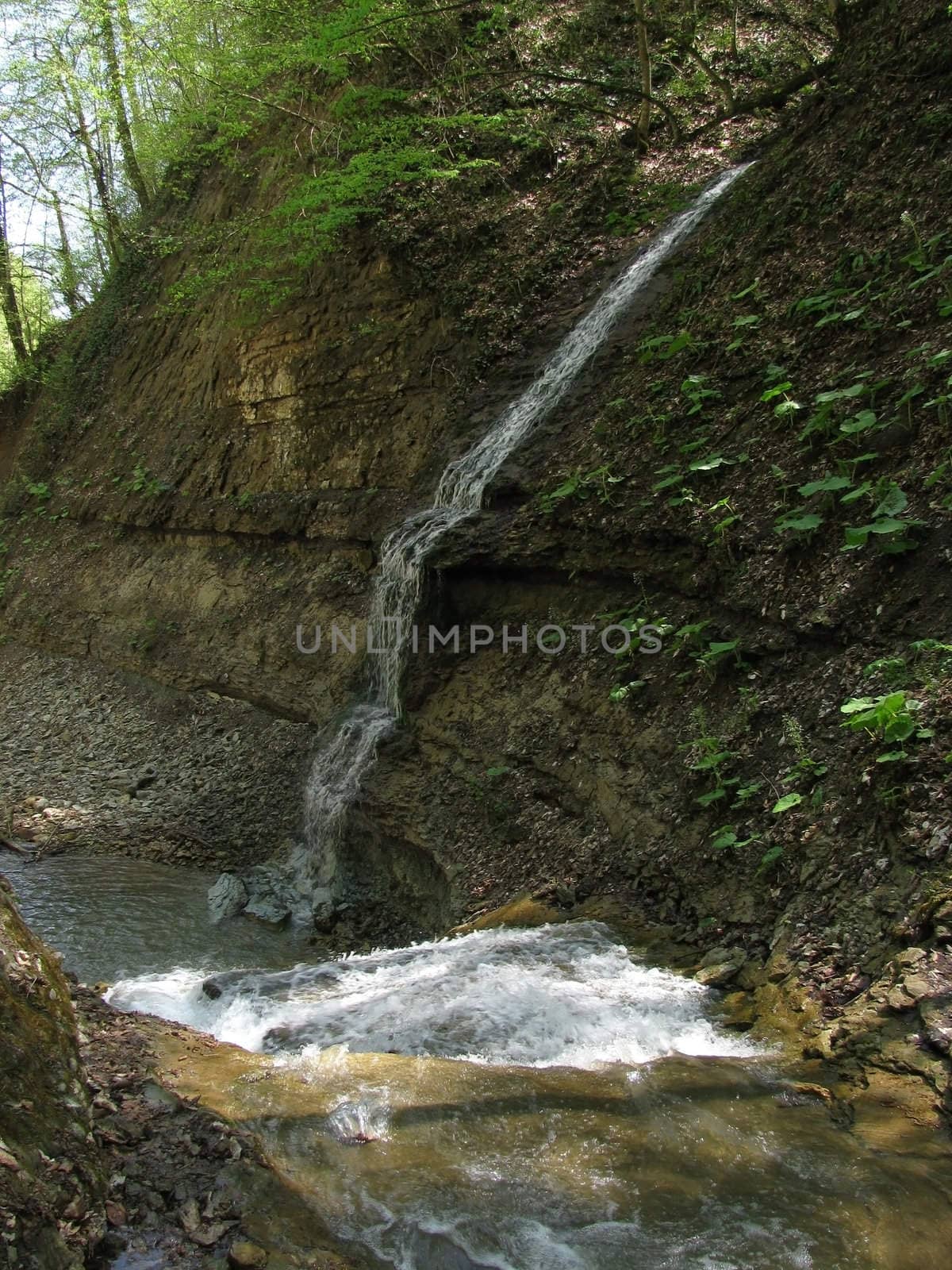 Falls; the river; a stream; water; a moisture; beauty; Caucasus; Russia; the Europe