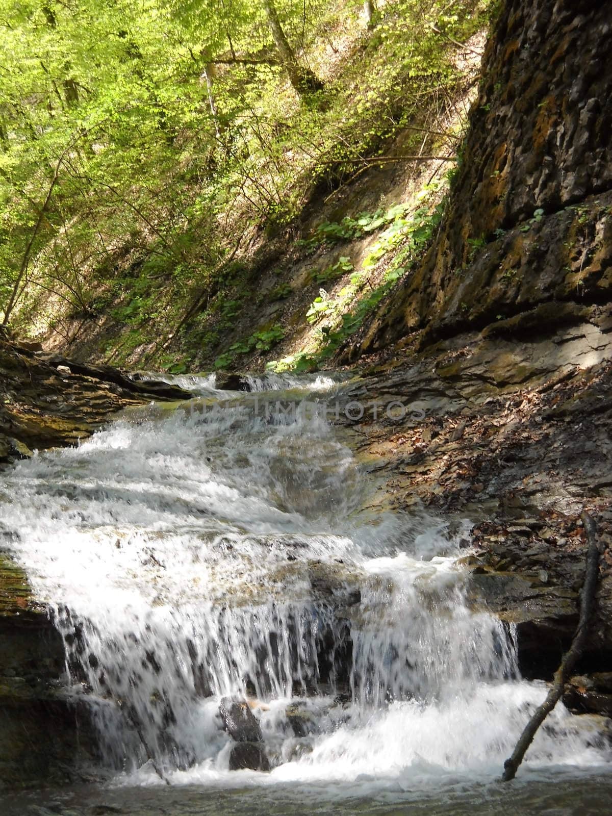 Falls; the river; a stream; water; a moisture; beauty; Caucasus; Russia; the Europe       