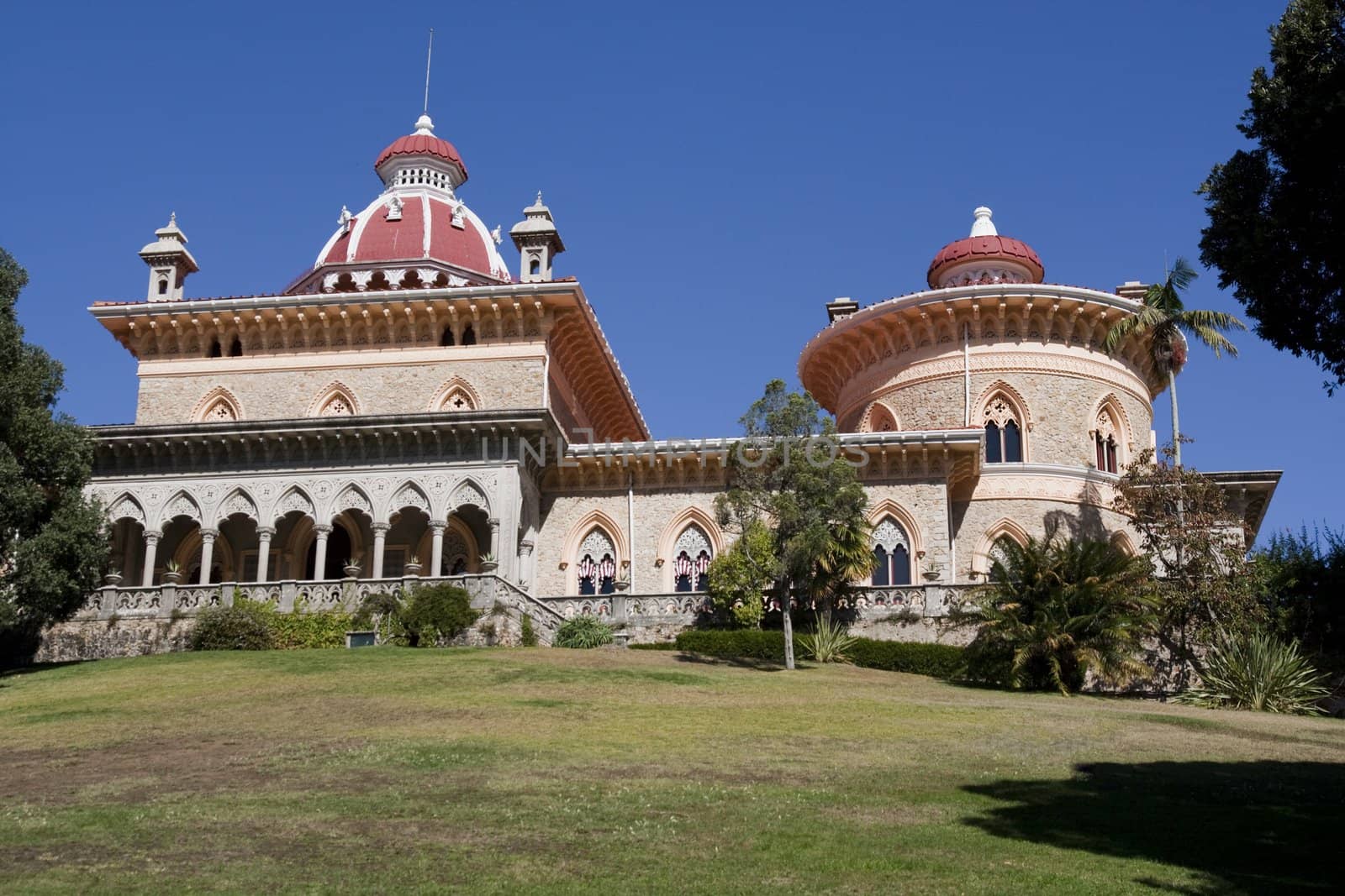 View of the beautiful Monserrate Palace located on Sintra National Park, Portugal.
