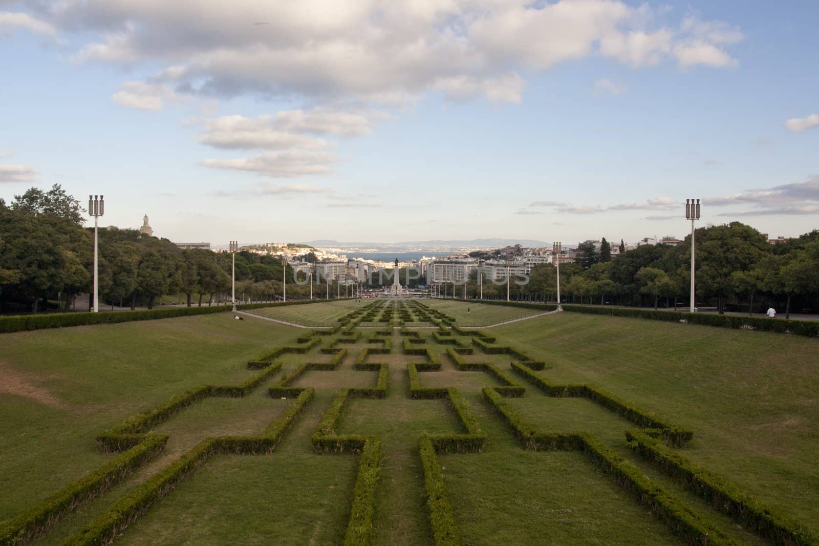 View of the Park Eduardo Setimo (VII) located on Lisbon, Portugal.