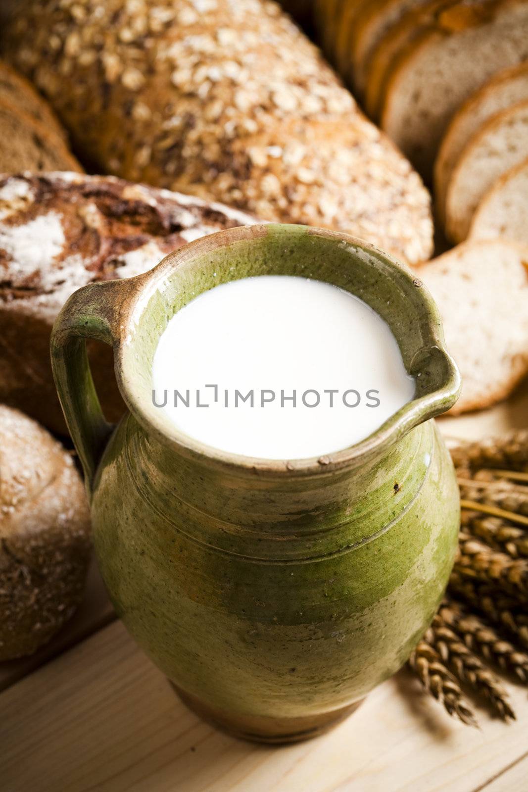 Still-life assortment of baked bread.