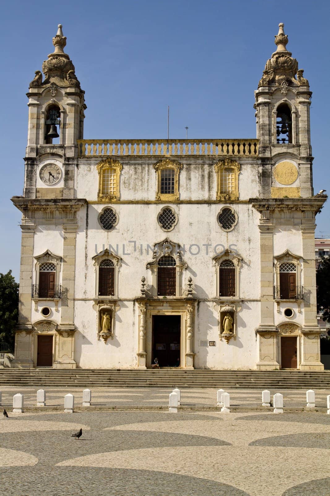 View of the church of Carmo located on Faro, Portugal.