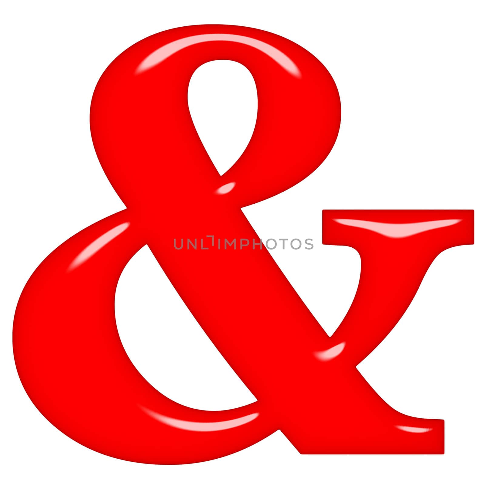 3d red ampersand isolated in white