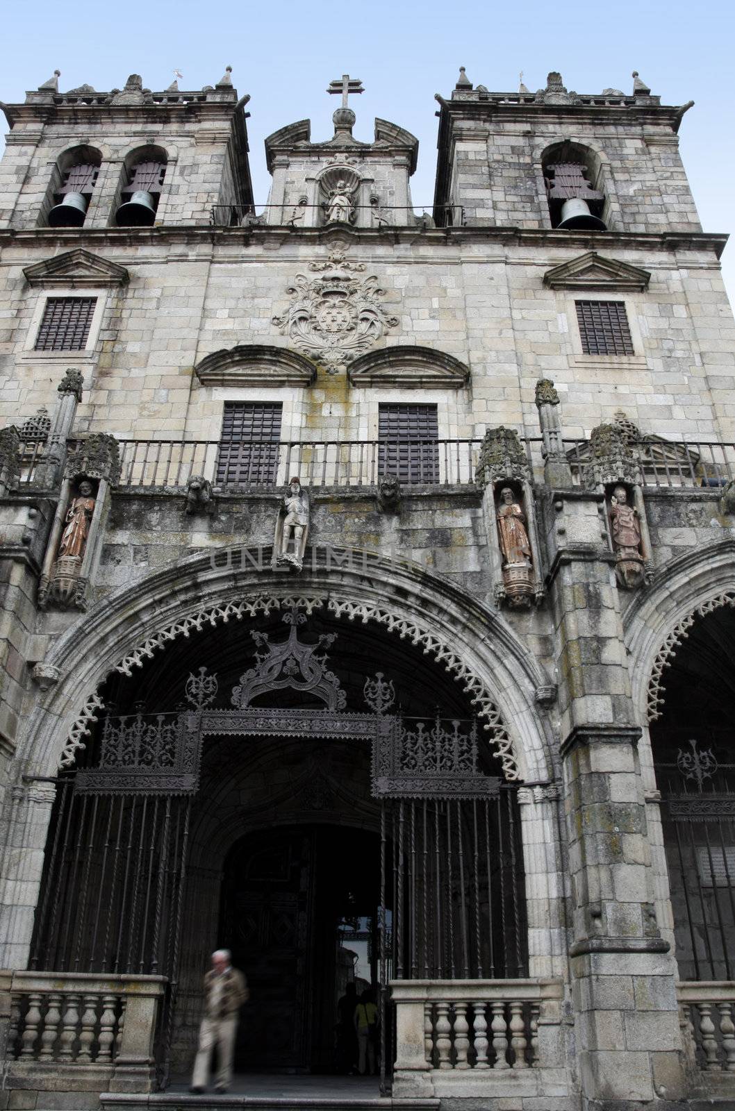 Full view of the cathedral of Braga city located on the north of Portugal.
