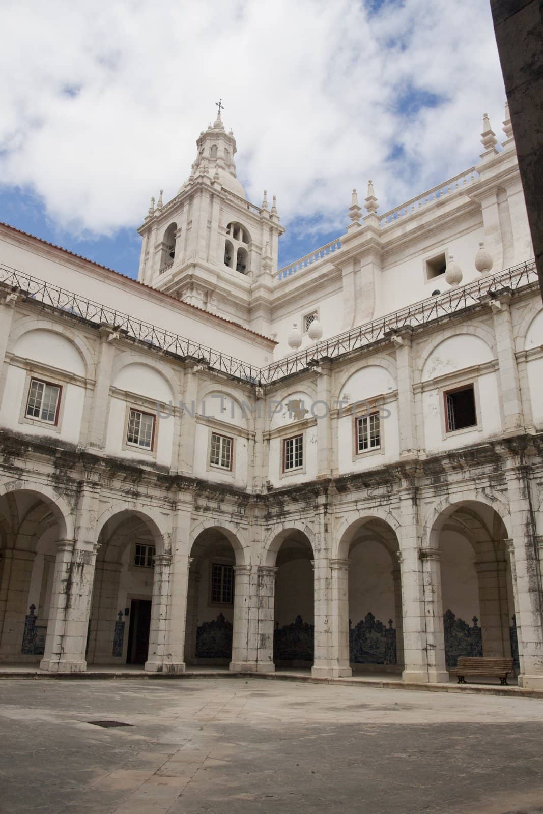 View of the Monastery Sao Vicente de Fora located on Lisbon, Portugal.