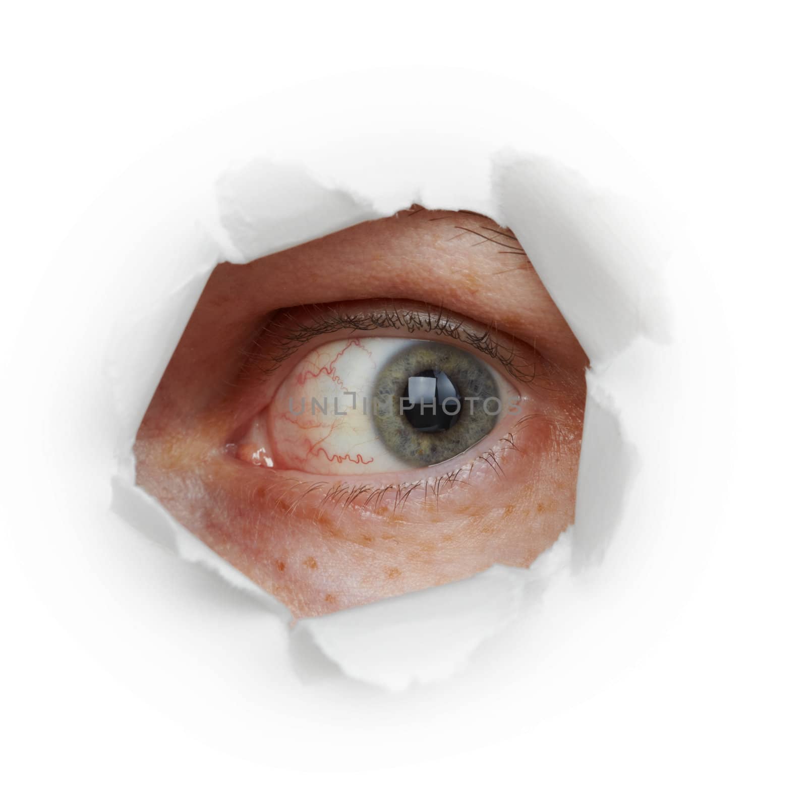 Human eye looks through hole by pzaxe
