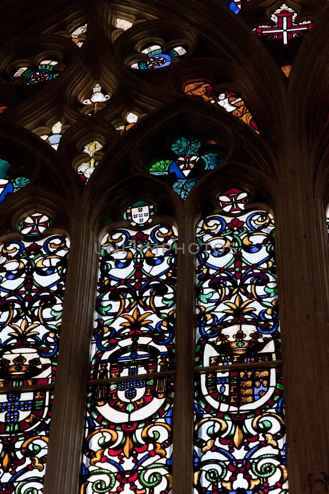 Detail view of the Batalha Monastery located on Batalha, Portugal.