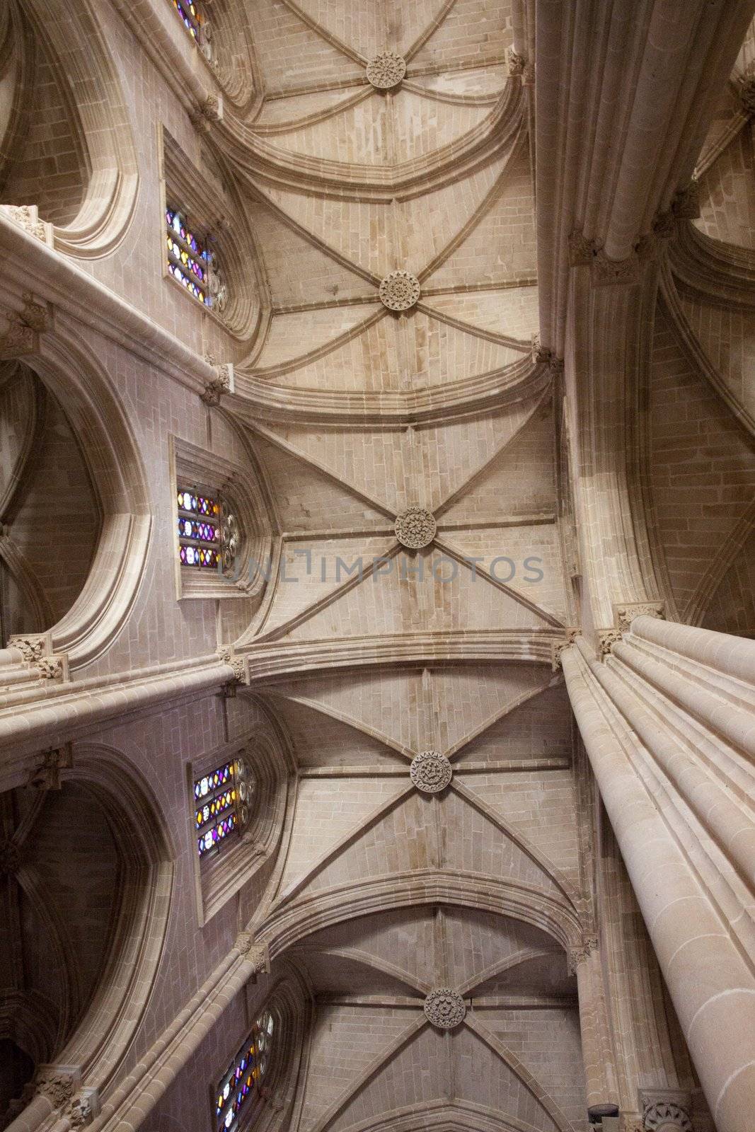 Detail view of the Batalha Monastery located on Batalha, Portugal.