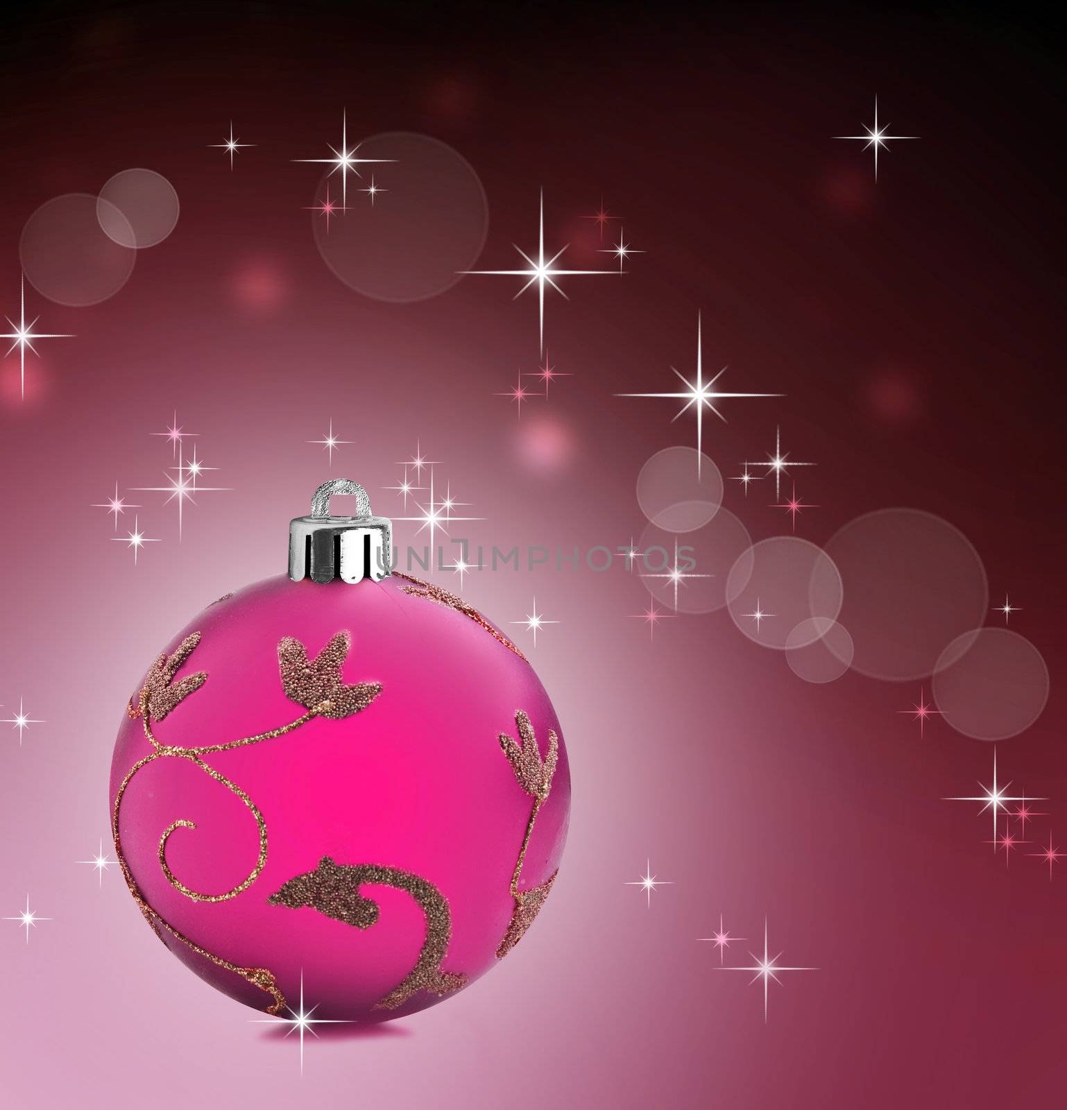 Colorful pink christmas baubles balls with colorful background