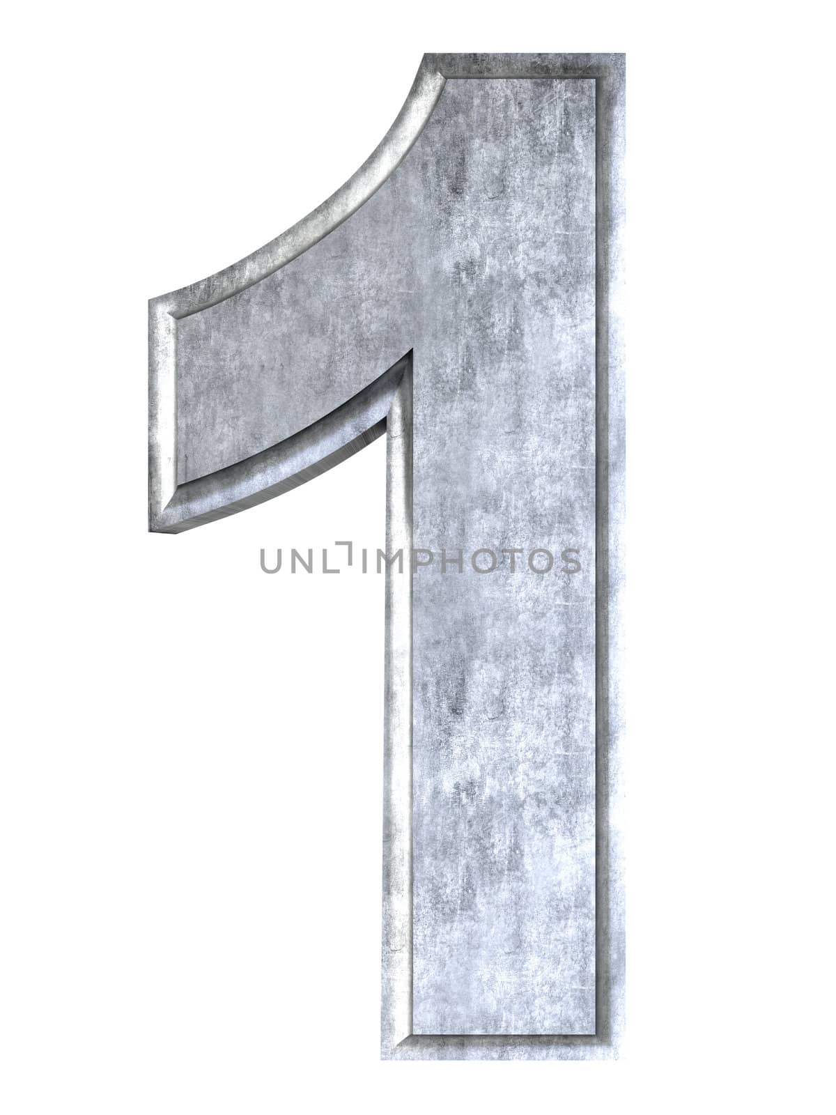 The number 1. 3D rendered Illustration. Isolated on white.