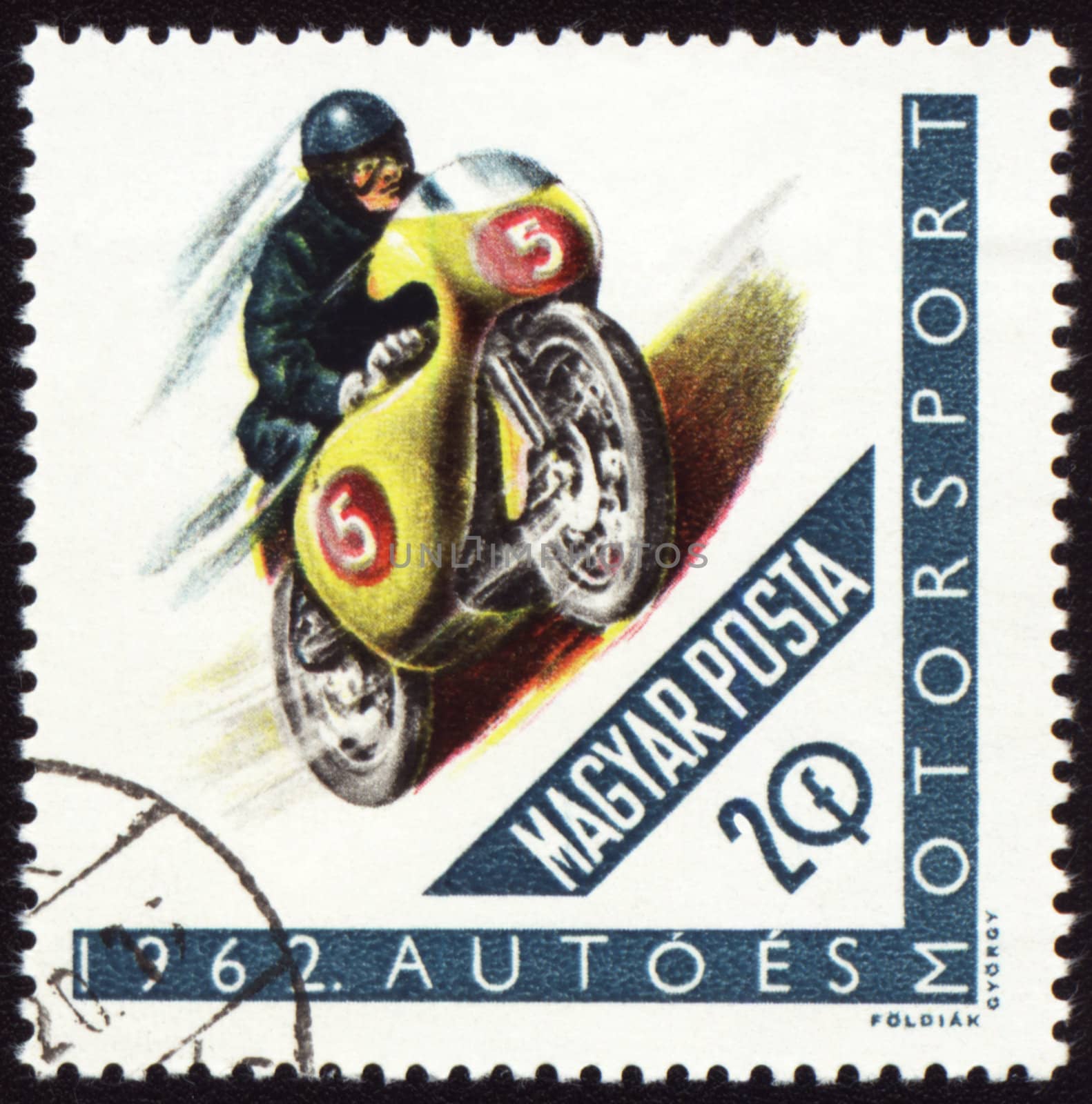 HUNGARY - CIRCA 1962: A stamp printed in Hungary shows motorcyclist, circa 1962
