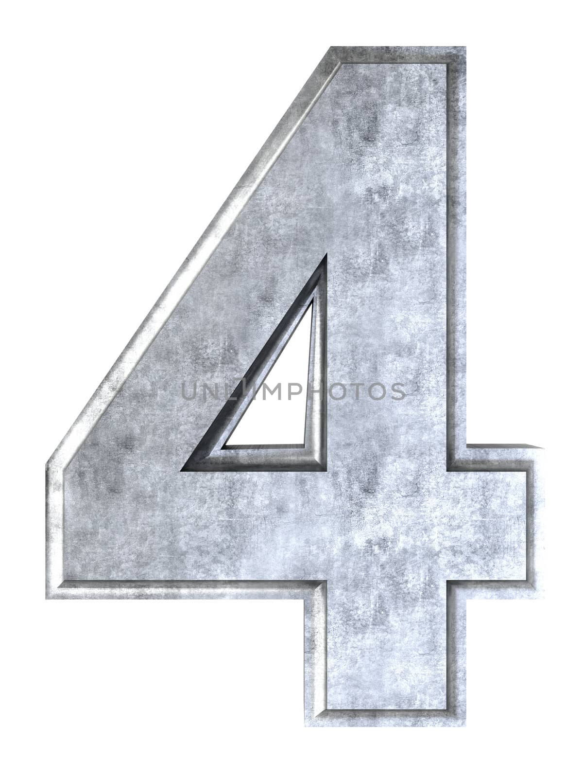 The number 4. 3D rendered Illustration. Isolated on white.