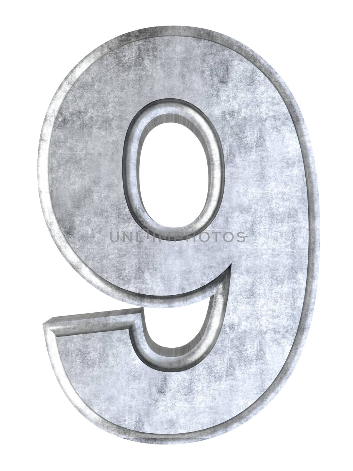 The number 9. 3D rendered Illustration. Isolated on white.