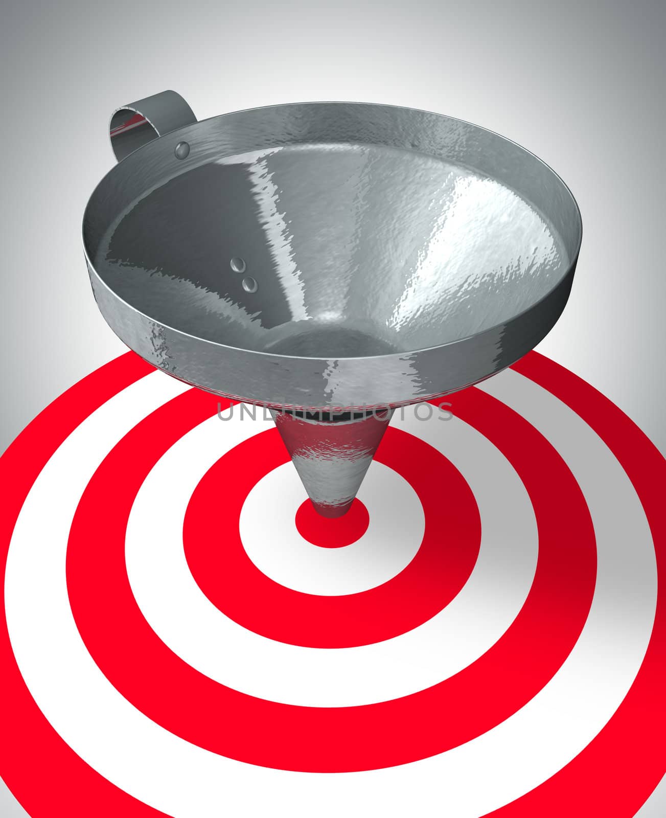 A funnel help to center the target - business concept