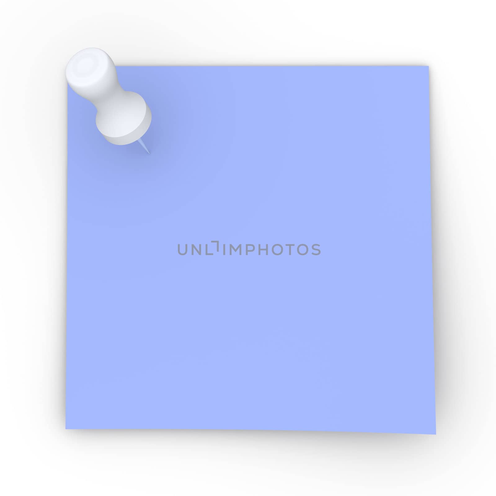 3D rendered Illustration. Blank pinned note. Isolated on white.
