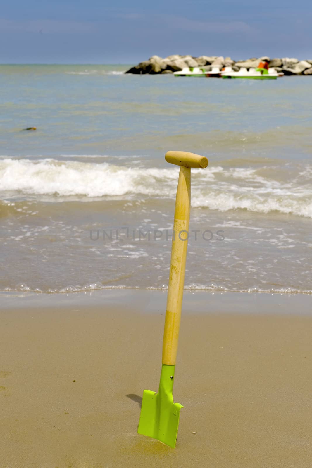 a shovel on the beach