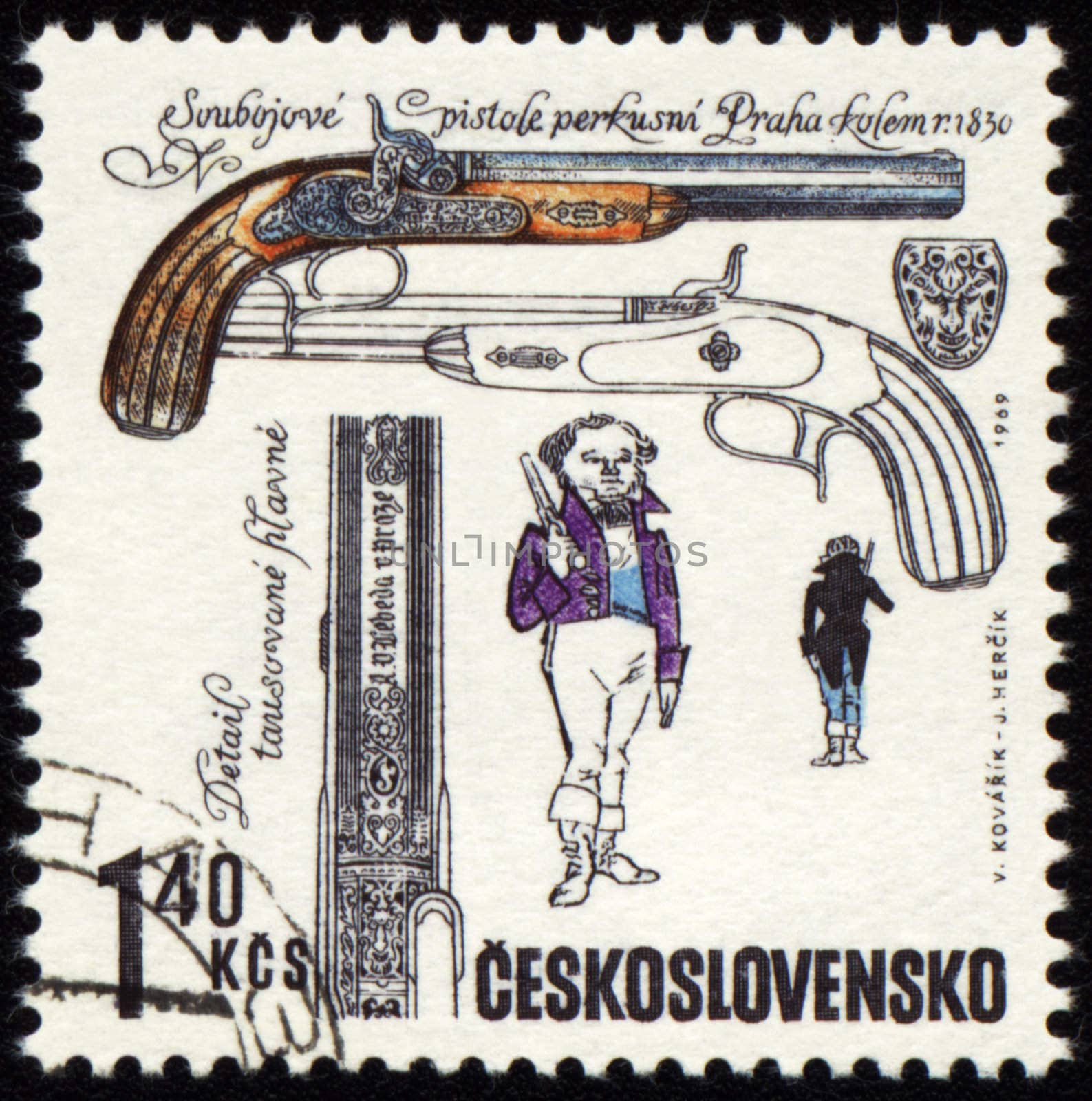 CZECHOSLOVAKIA - CIRCA 1969: stamp printed in Czechoslovakia shows ancient pistol, series, circa 1969