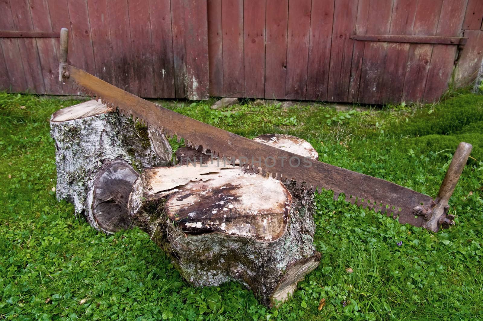 An old timber saw with two handles