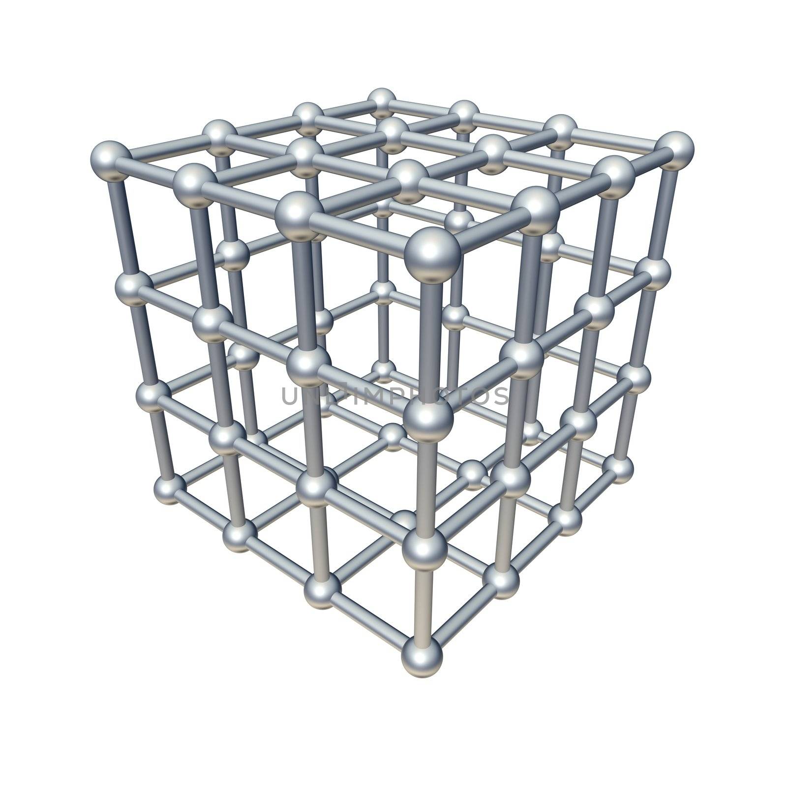 Cube model isolated on white. 3d rendered illustration.