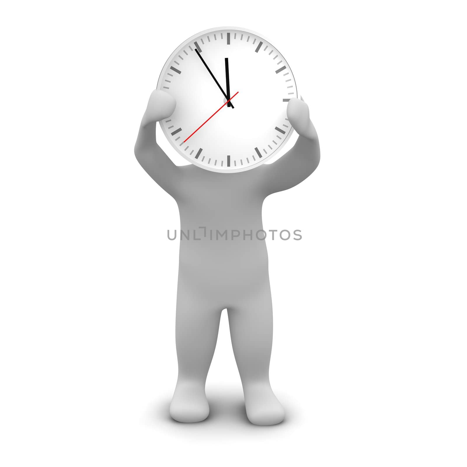 Man and clock. 3d rendered illustration.