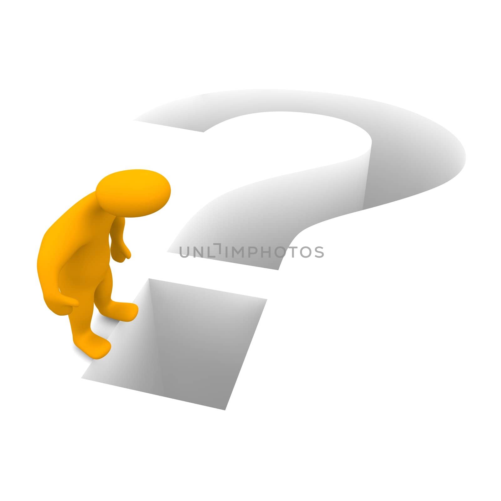 Man and question mark. 3d rendered illustration.