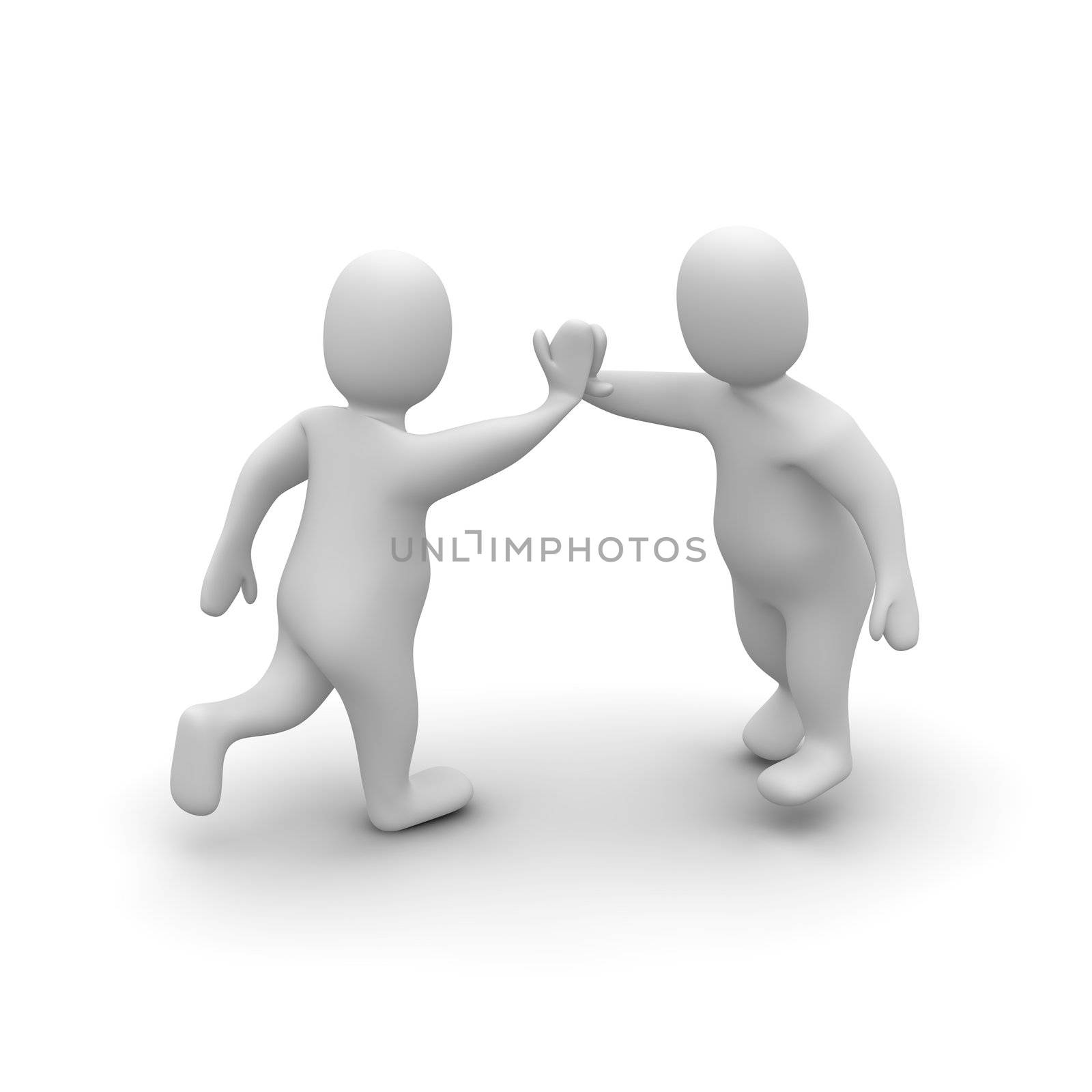 Two characters giving high five. 3d rendered illustration.