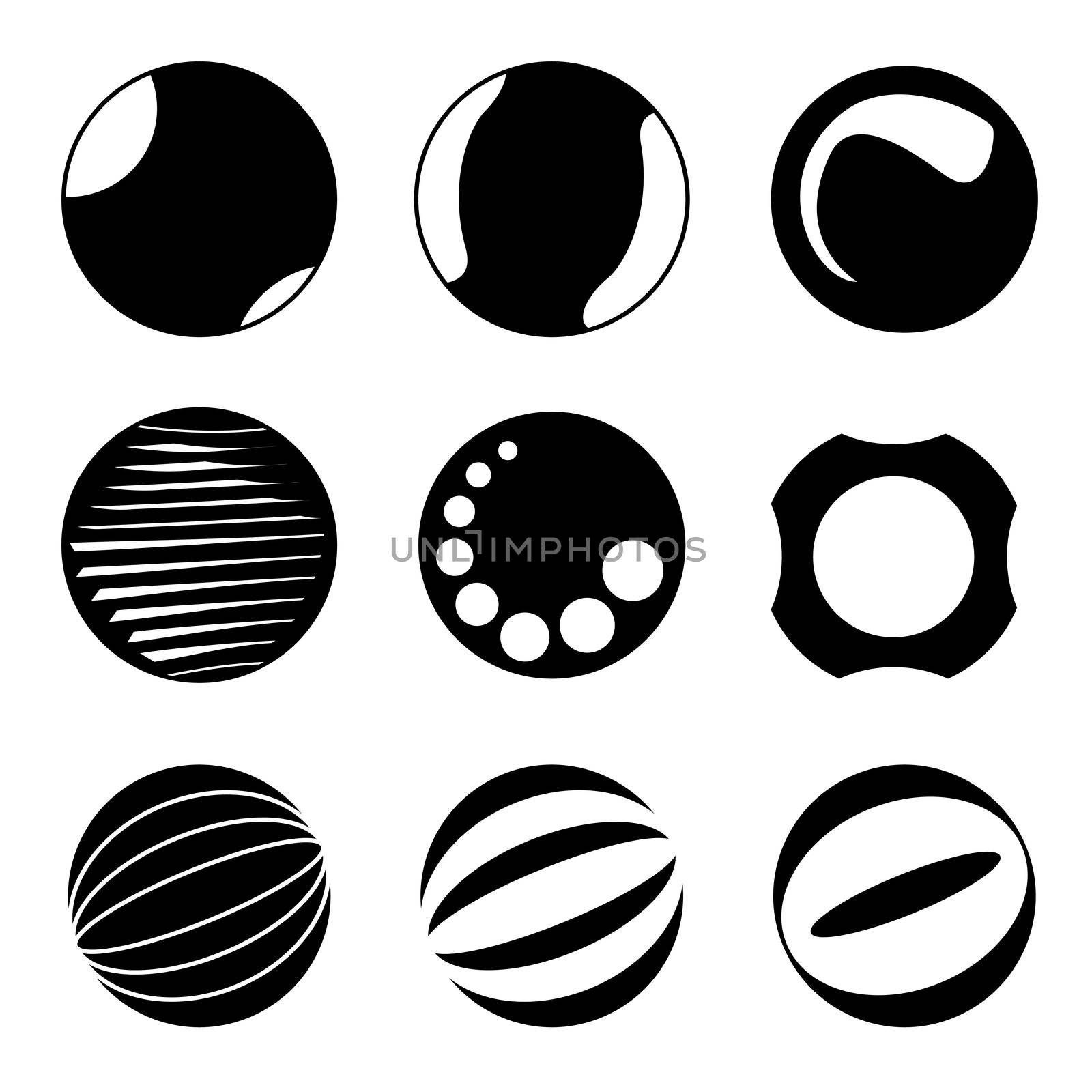 Set of 9 circle design elements