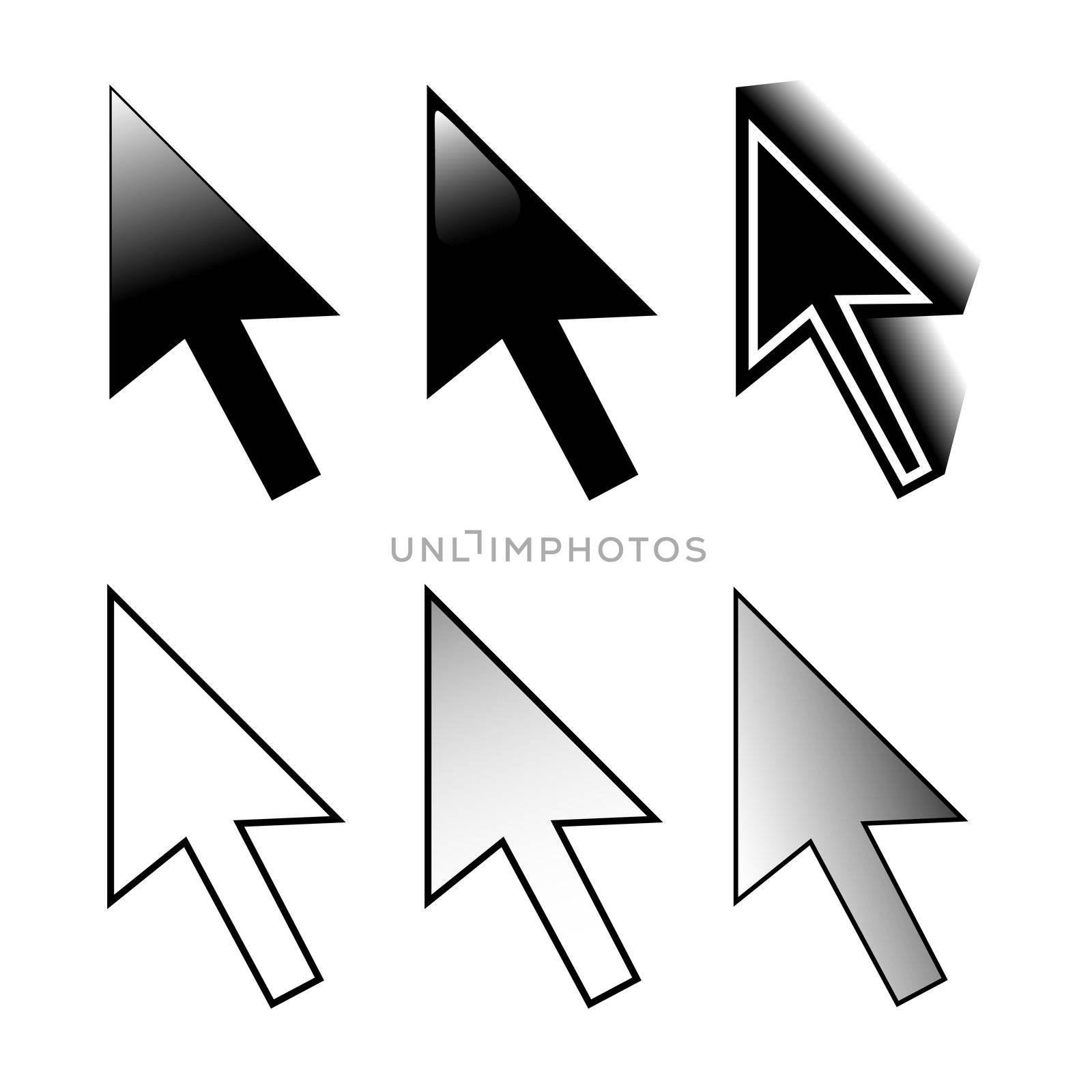 Set of mouse 6 arrow cursor variations
