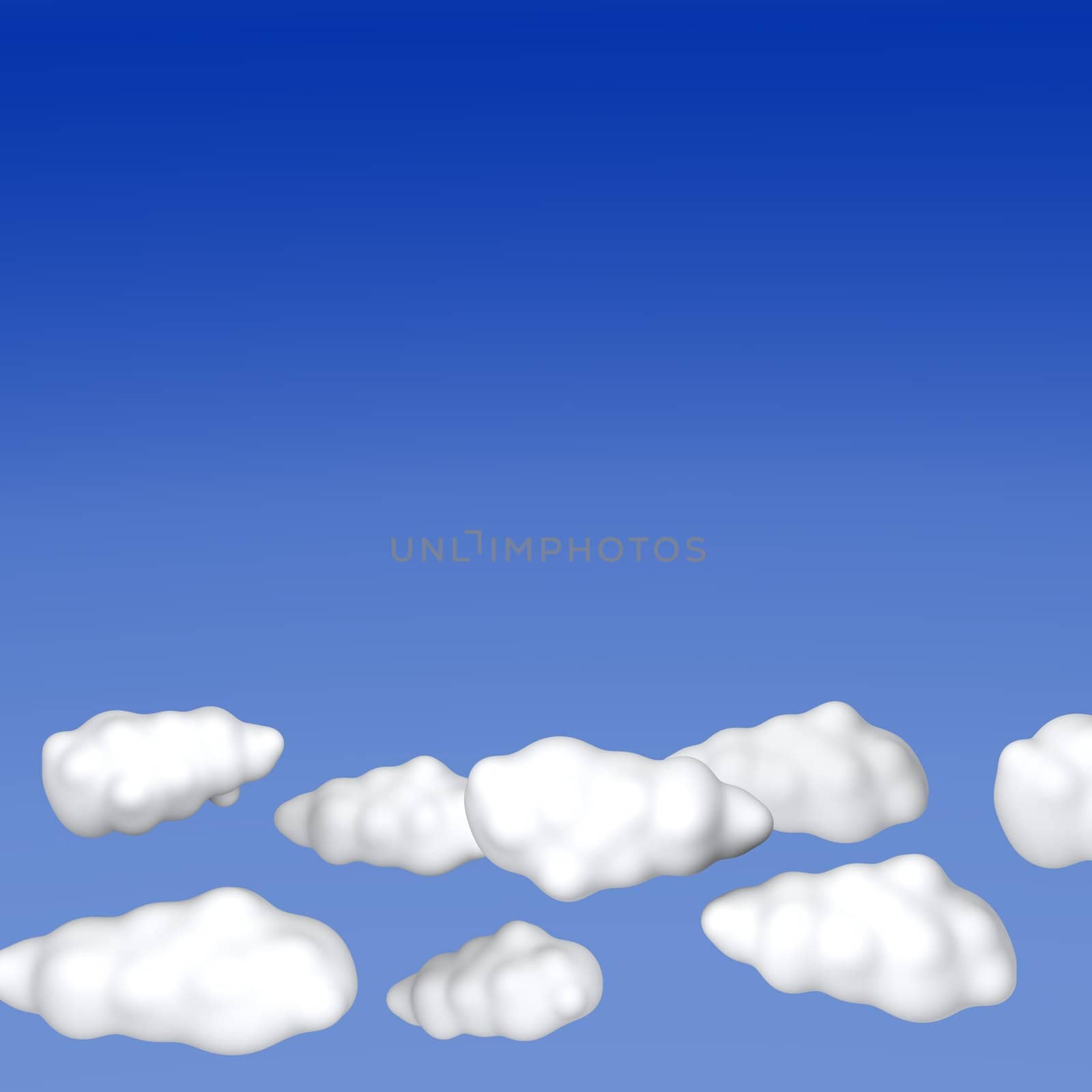 Blue sky with clouds. 3d rendered illustration.