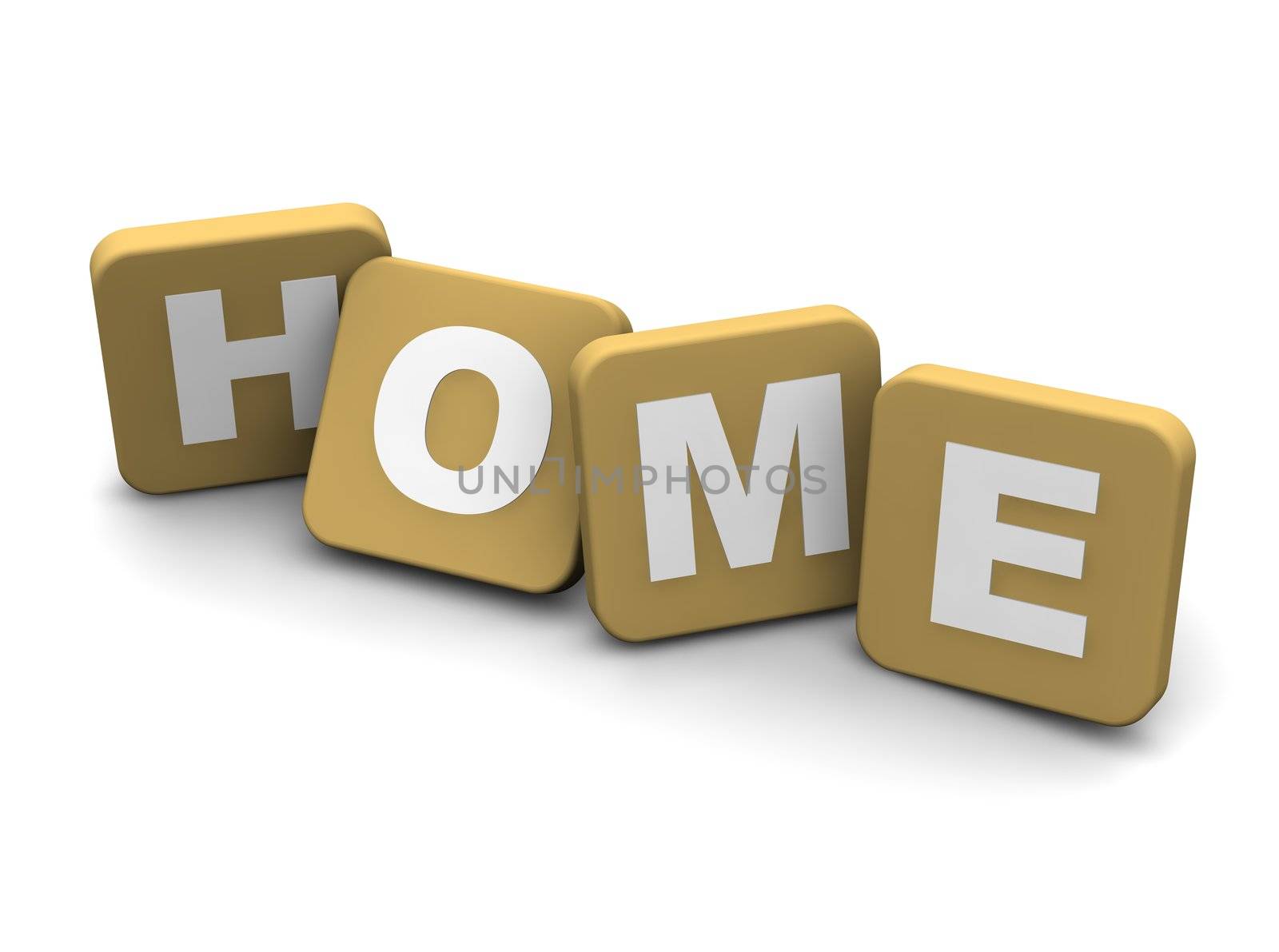 Home text. 3d rendered illustration isolated on white.