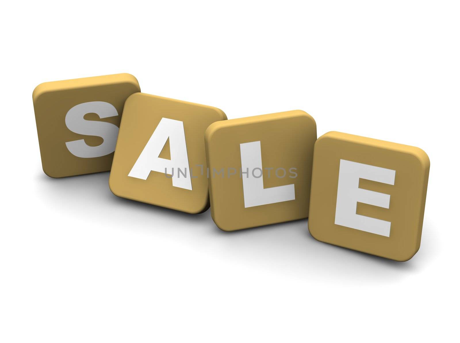 Sale text. 3d rendered illustration isolated on white.