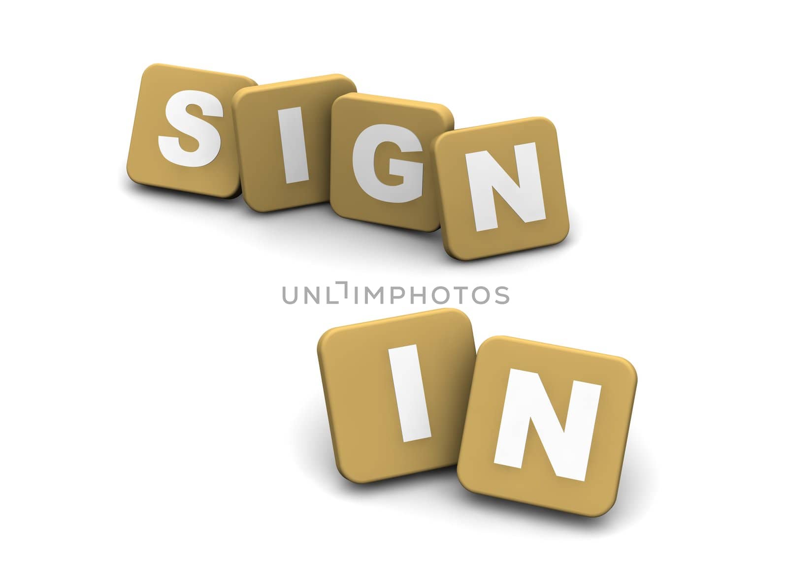Sign in text. 3d rendered illustration isolated on white.