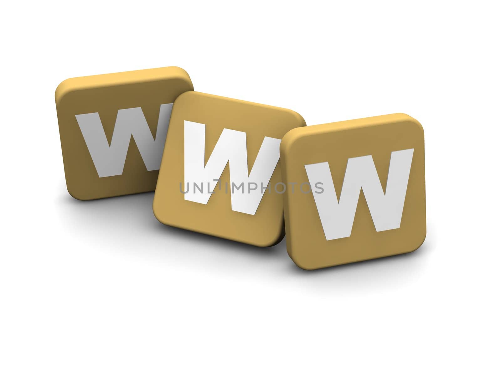WWW text. 3d rendered illustration isolated on white.