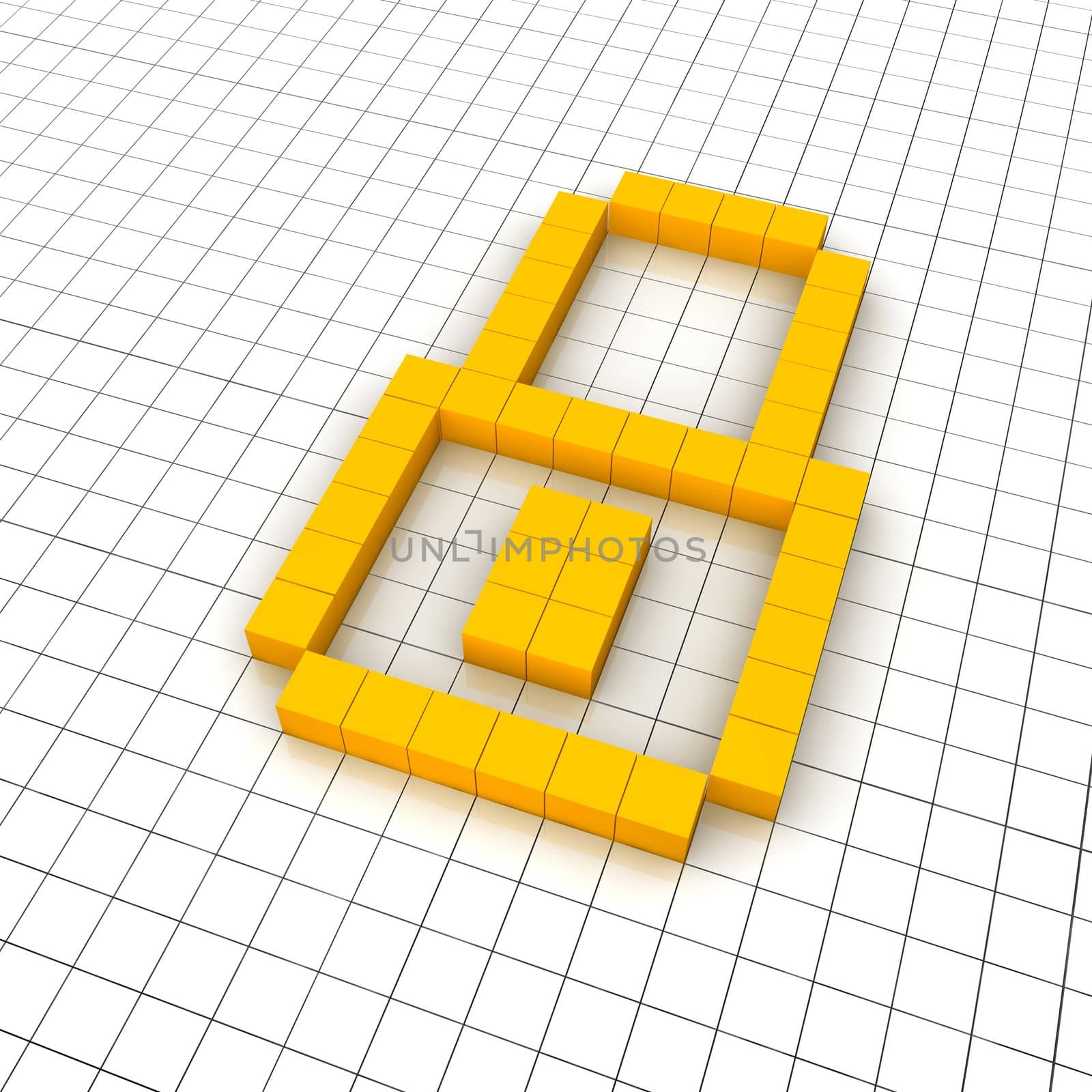 Lock 3d icon in grid. Rendered illustration.