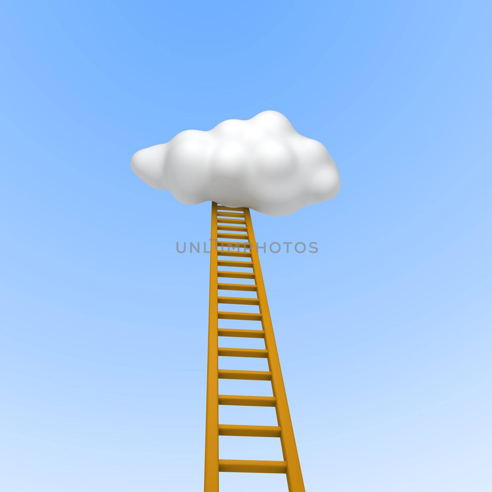 Ladder to the sky. 3d rendered illustration.