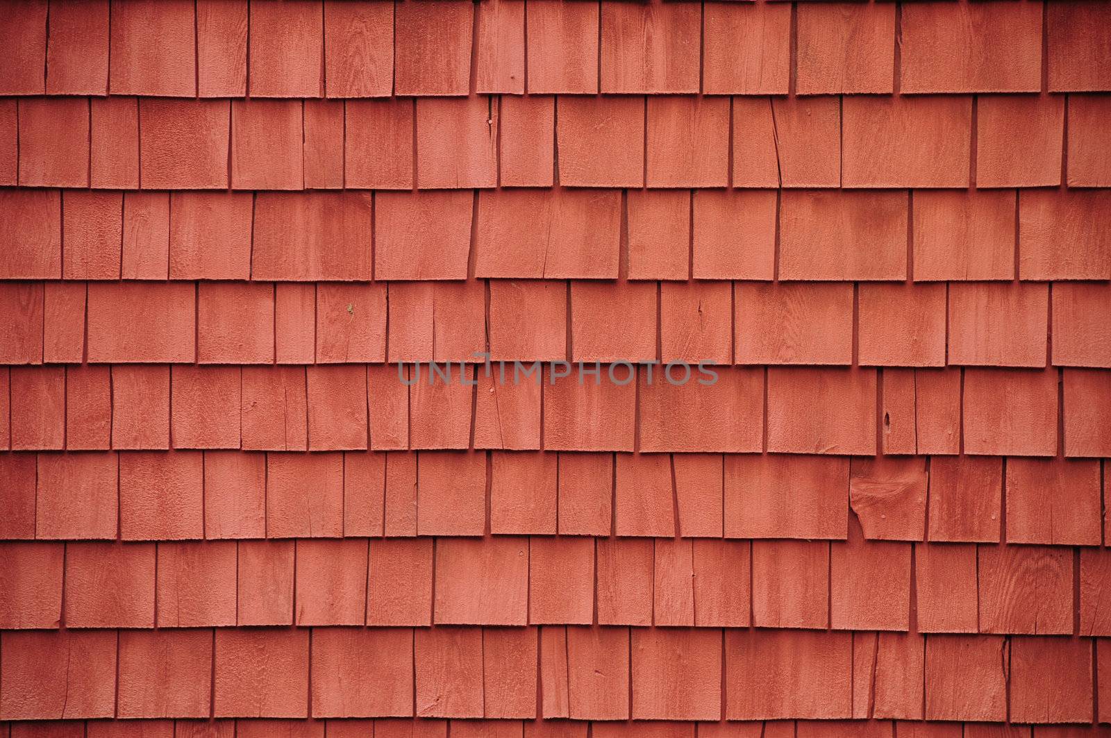 Red shingles on a barn Horizontal