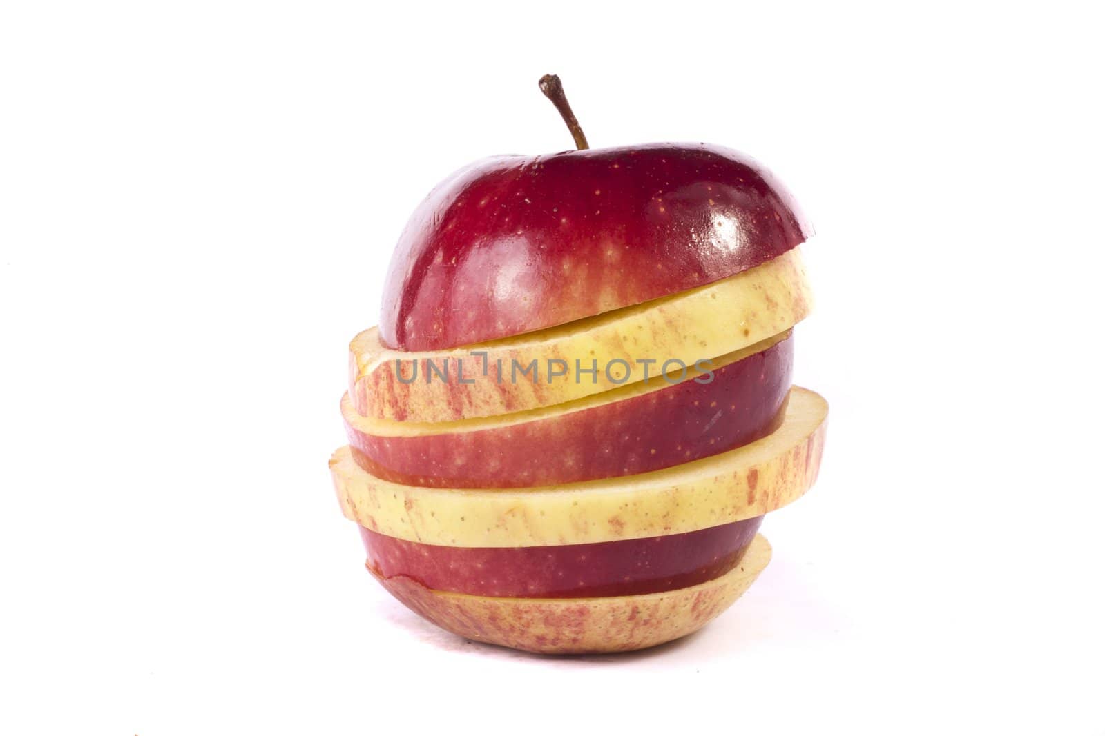 Close up view of some red apples isolated on a white background.