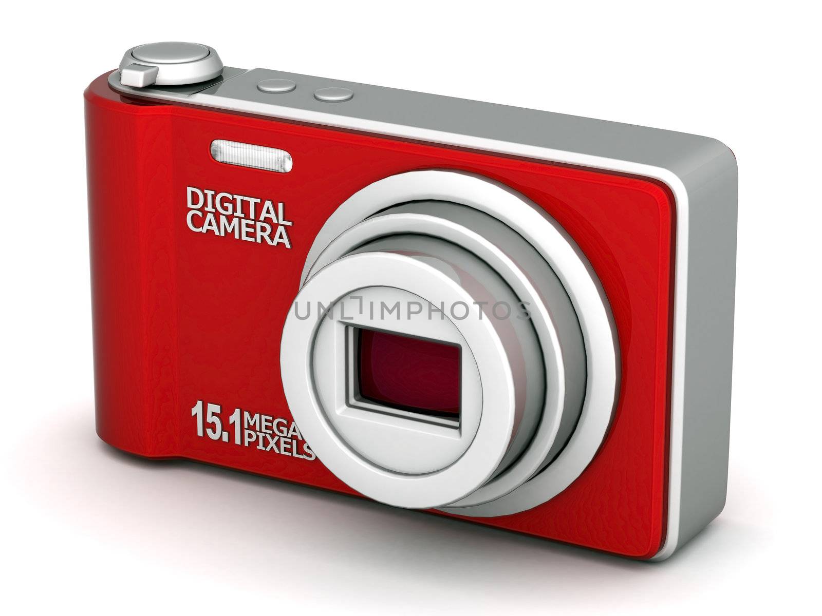 Digital camera image on white background