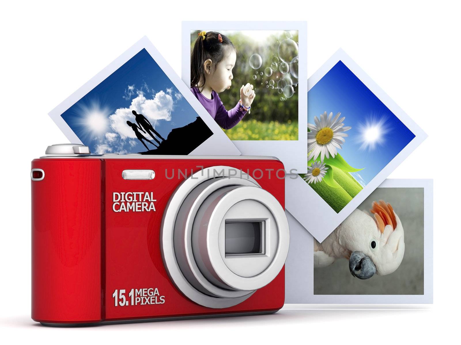 Digital camera image on white background