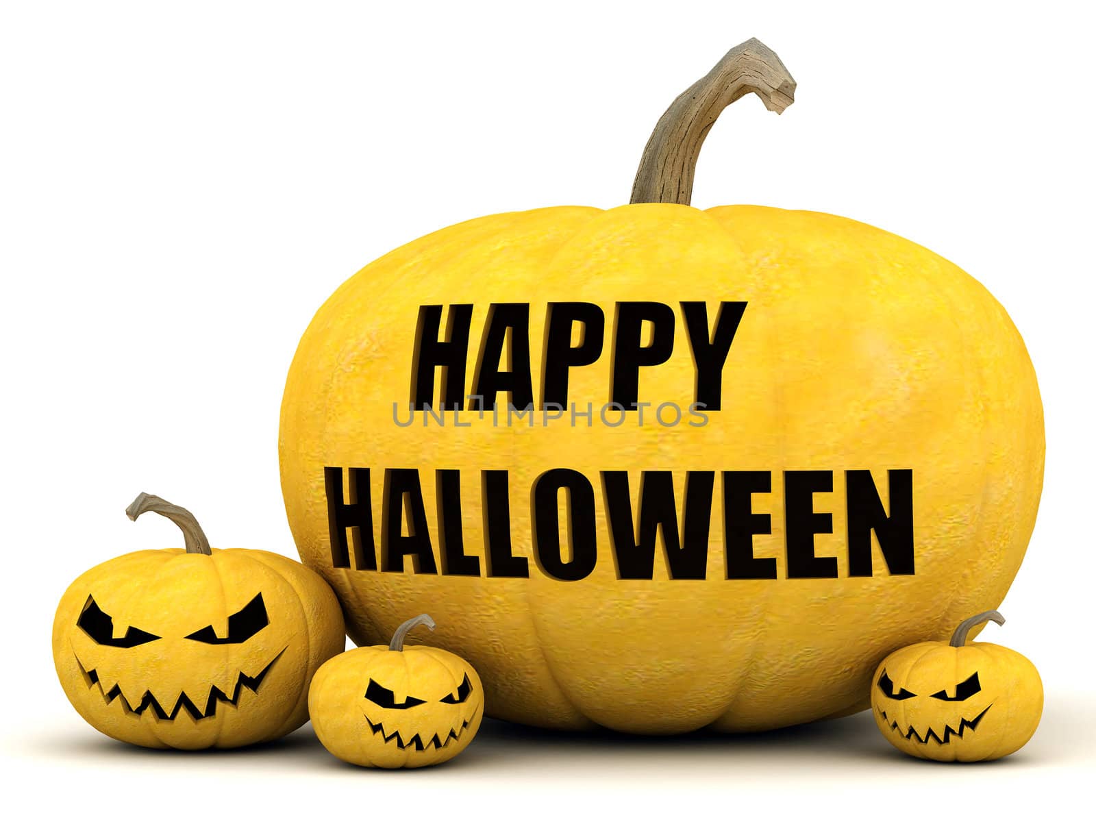 Image sinister pumpkins for Halloween on a white background