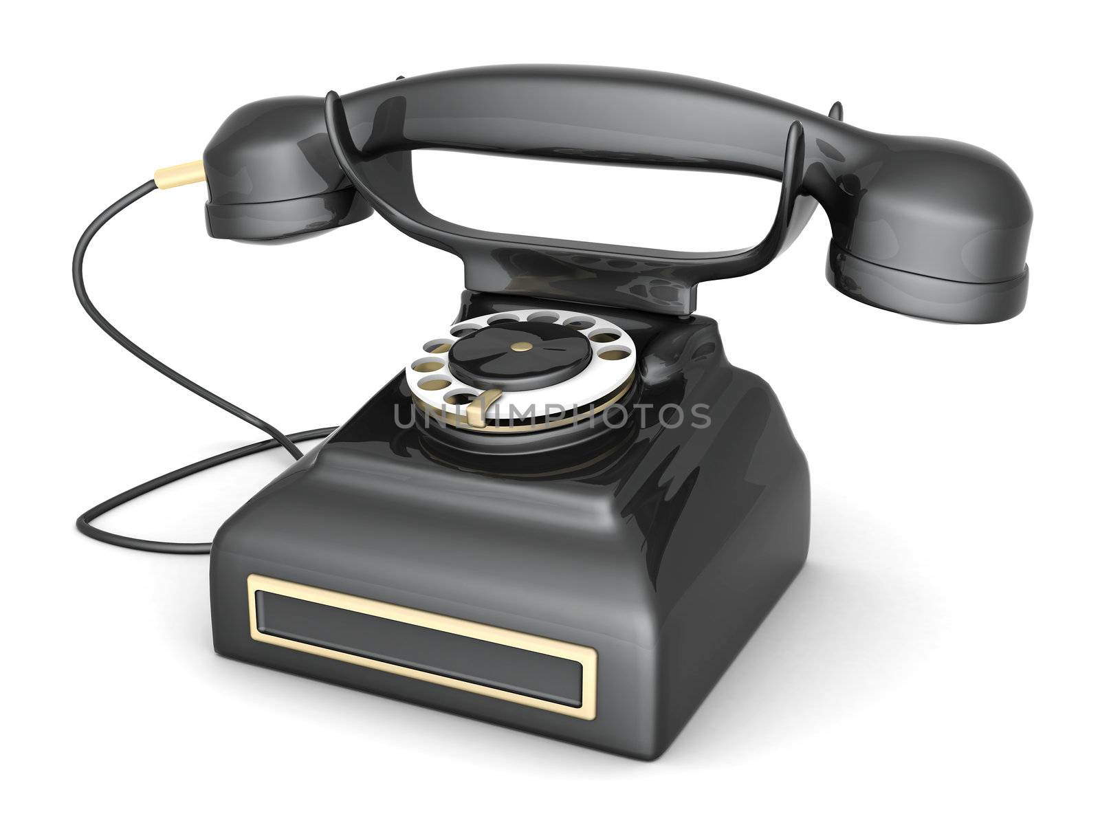image of beautiful, old phone on a white background