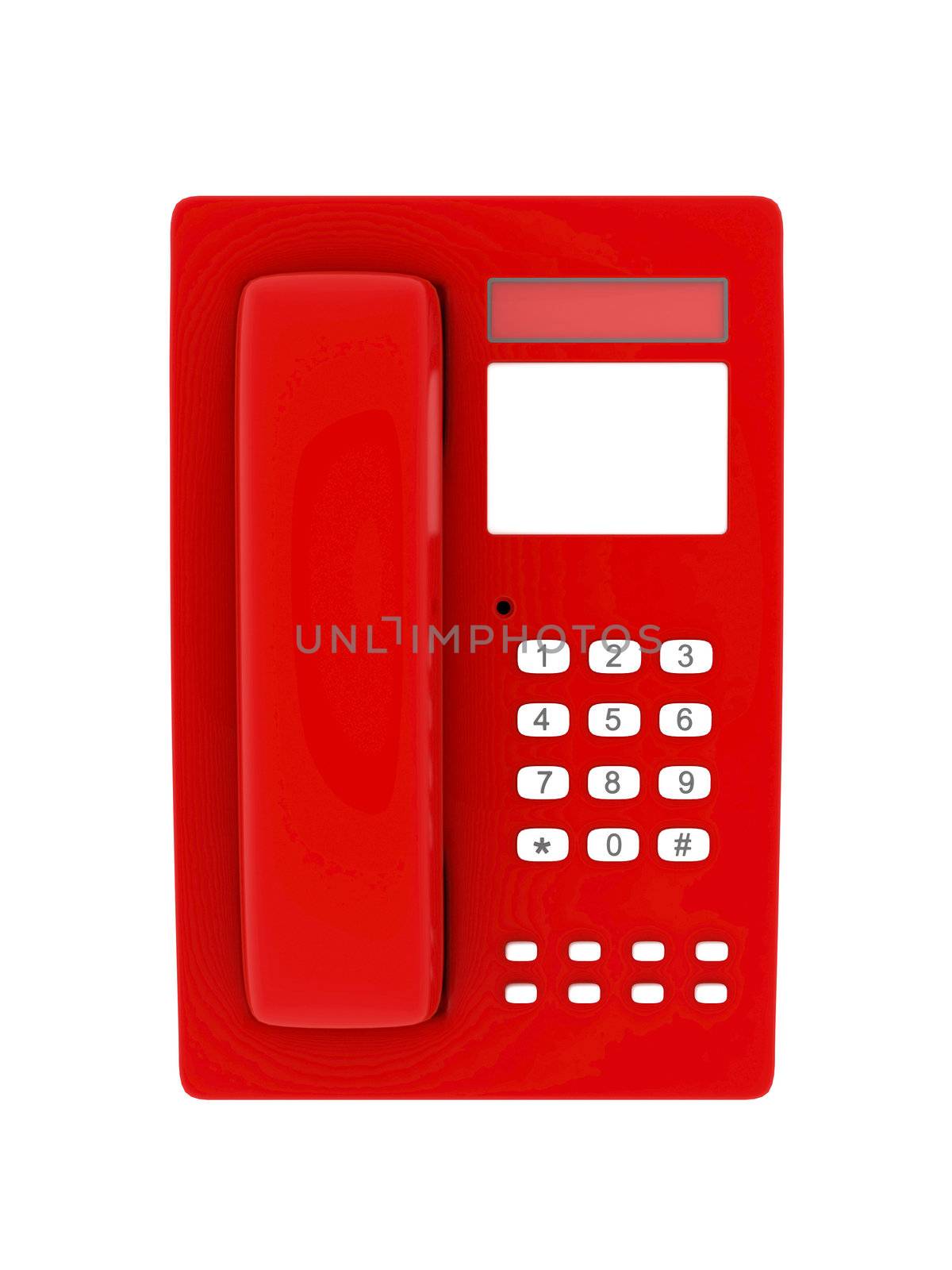 image of beautiful, red phone on a white background