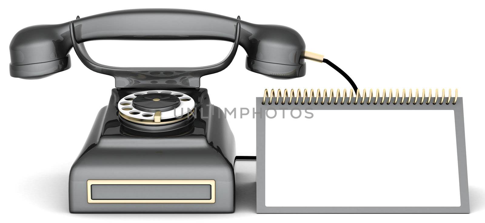 image of beautiful, old phone on a white background
