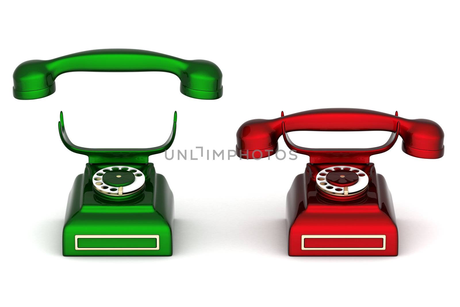 image of beautiful, old phone on a white background
