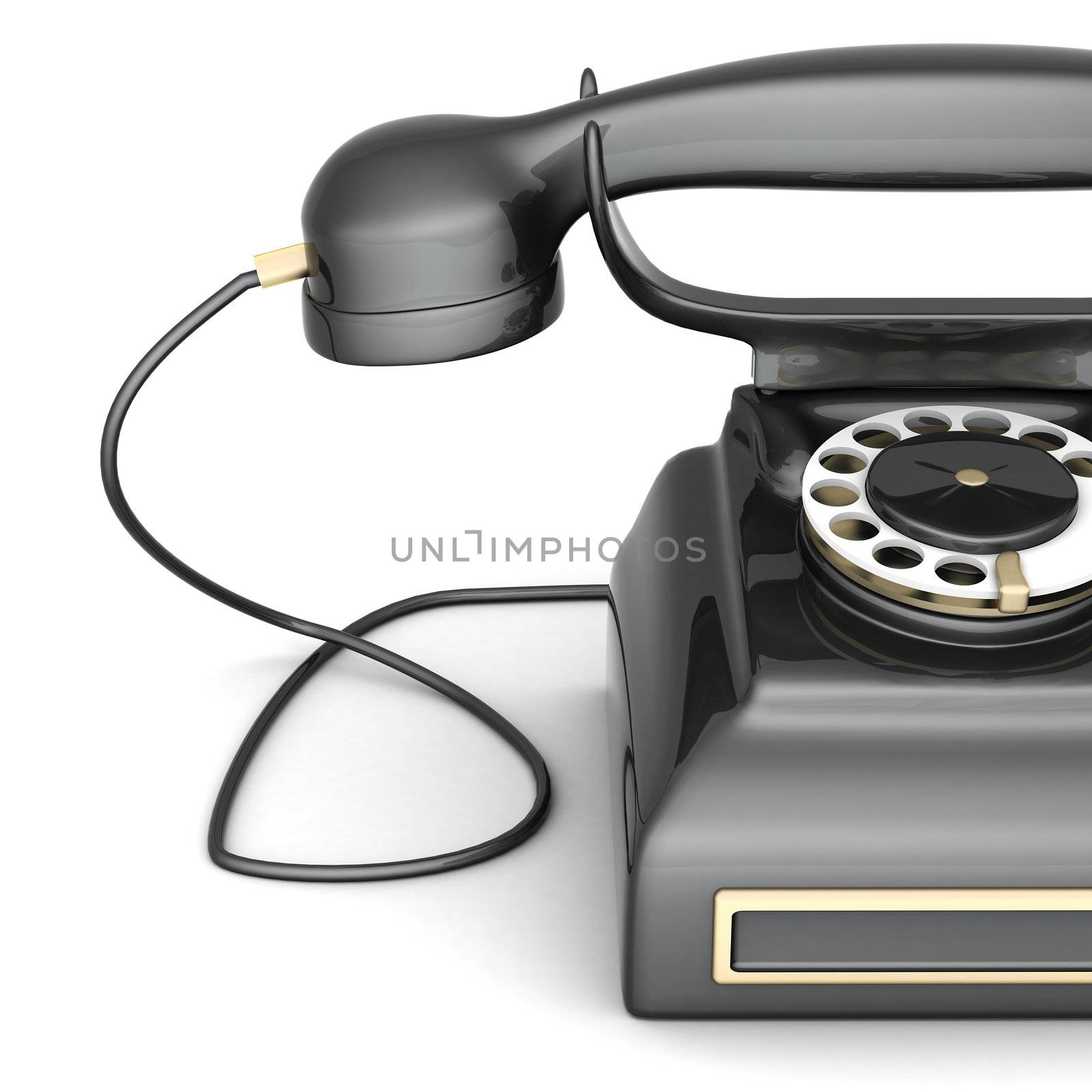 image of beautiful, old phone on a white background