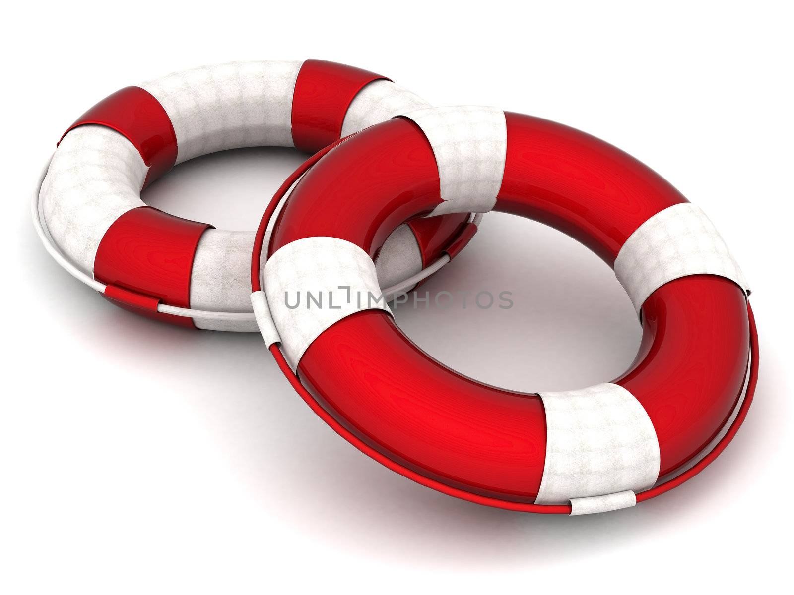 The image of a life buoy on a white background