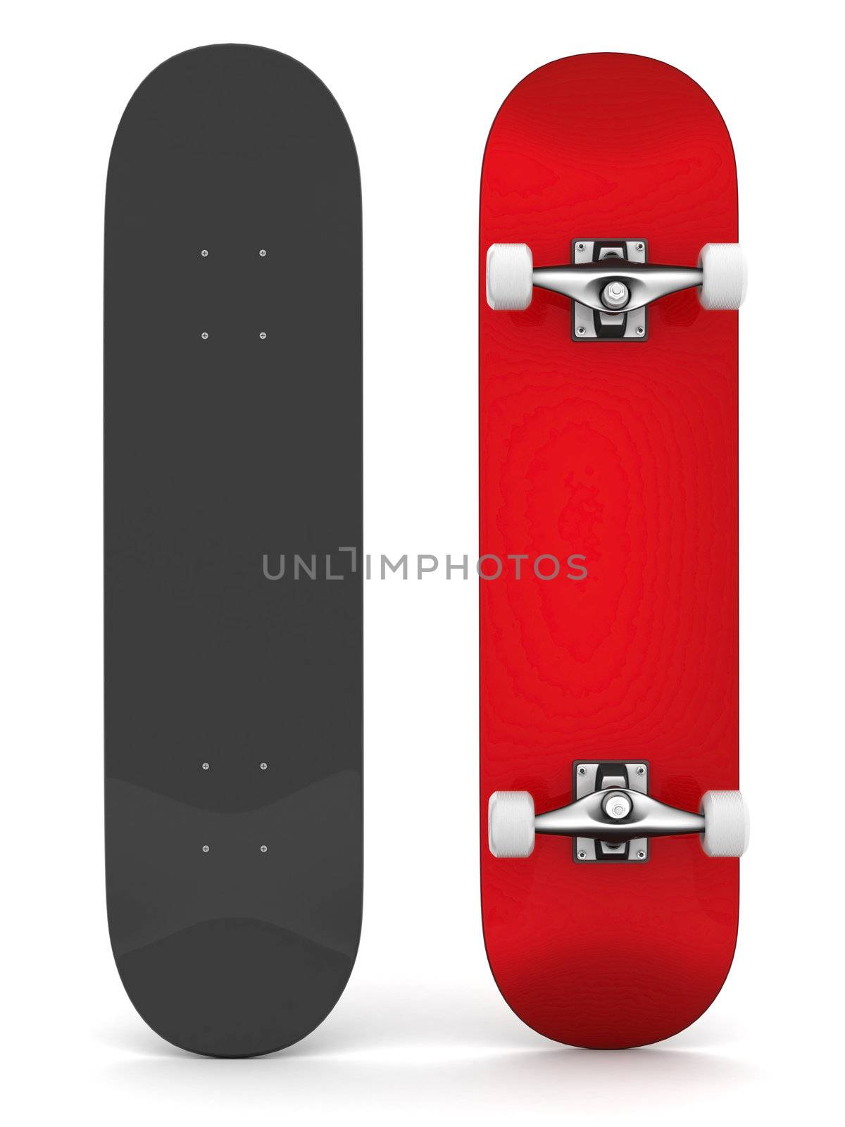 brand new skateboard, pictured on a white background
